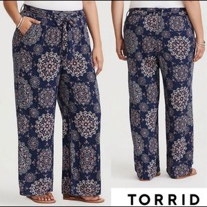 Torrid Navy Mandala Wide Leg Challis Pants